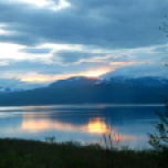 Lake Tornetrask at midnight